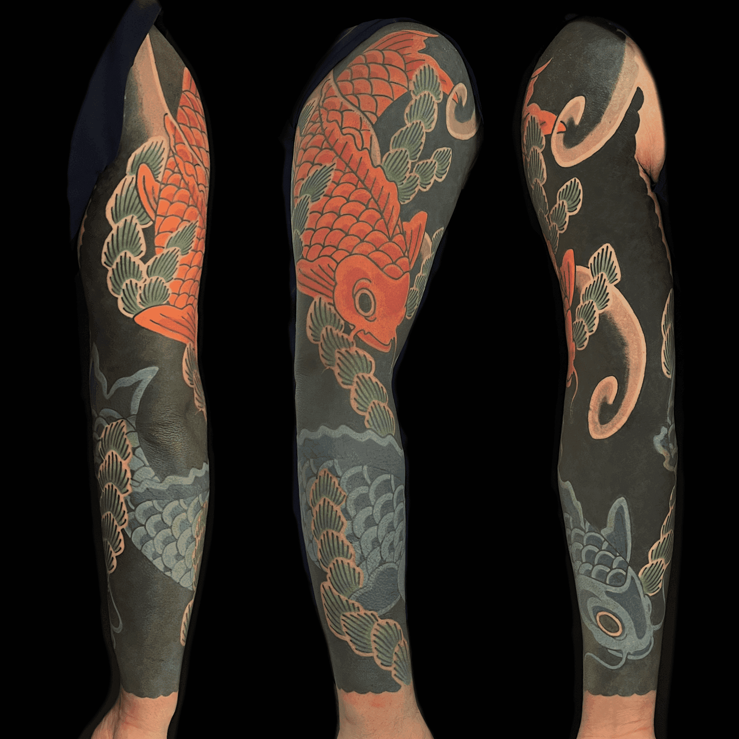 Double Koi fish Japanese traditional sleeve