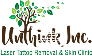 Logo for Youthink Inc., a laser tattoo removal and skin clinic, featuring a tree with green leaves and brown trunk.