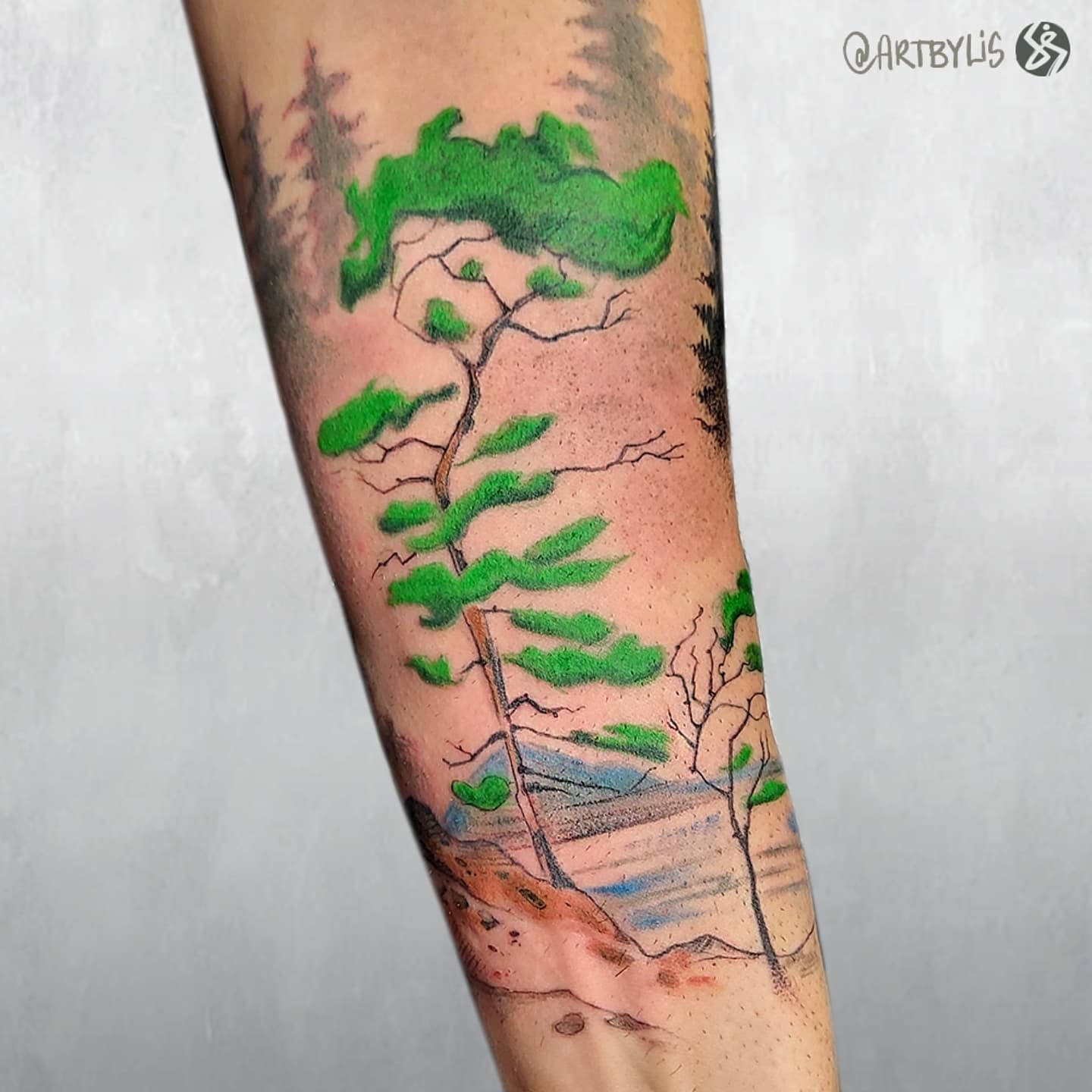 Colors of nature. 🍃🍂 Swipe left and tell me which one you prefer: the green of summer trees or the red of autumn leaves. • #naturetattoo #colortattoo #braz