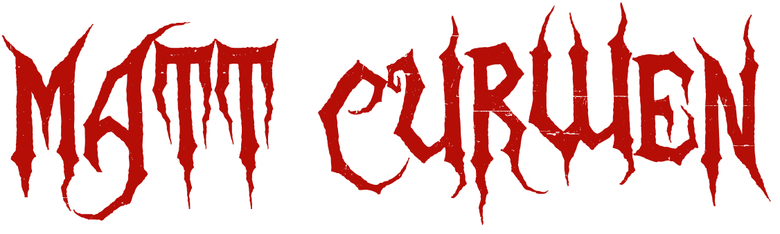Matt Curwen text in Zombie Holocaust lettering matching the tattoo studio’s logo style