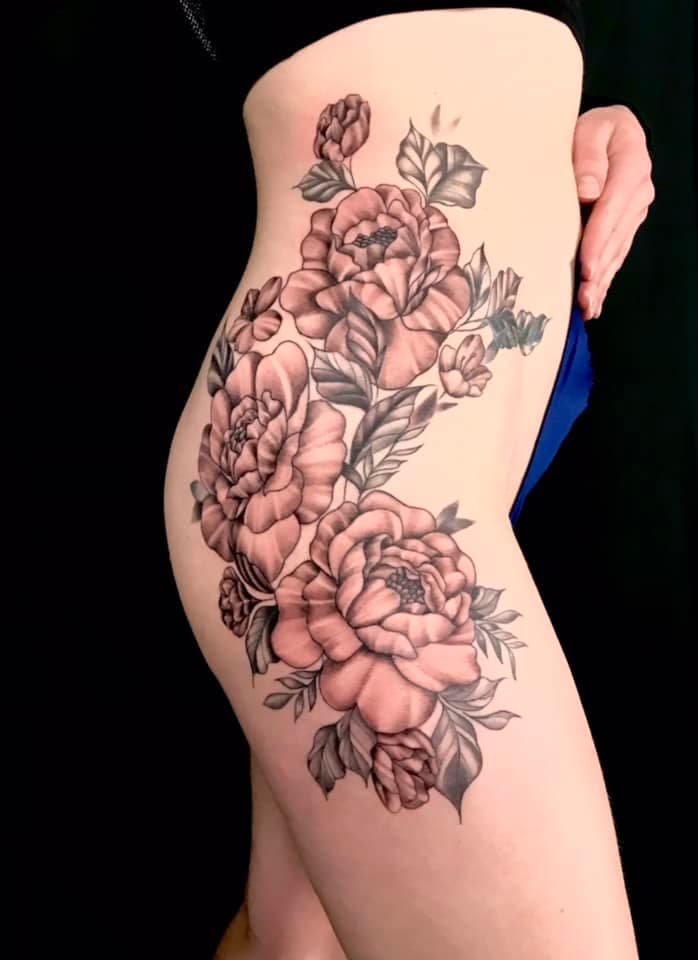 Floral tattoo by Ying Sasiya tattoo artist