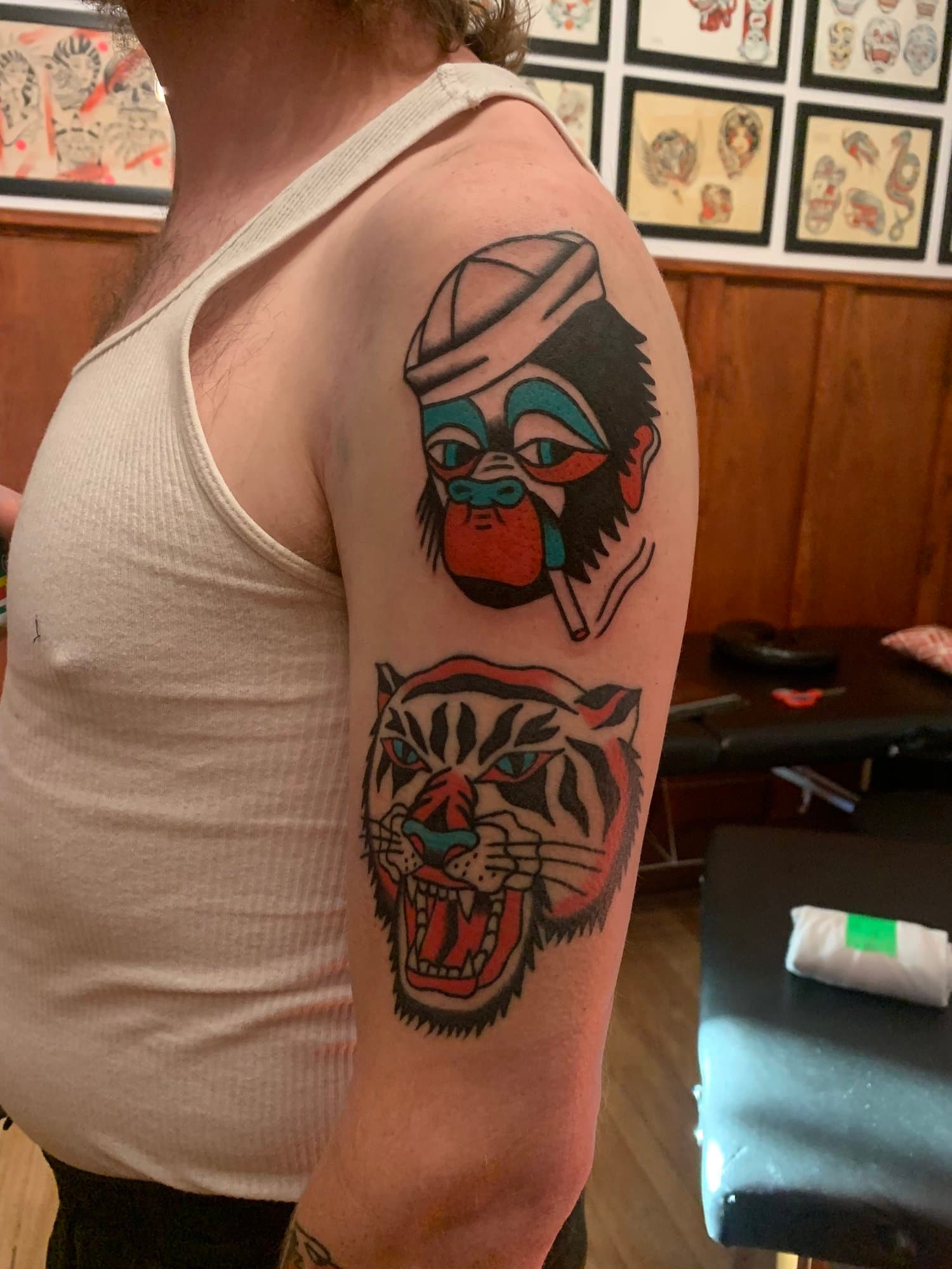 American Traditional Monkey Tattoo