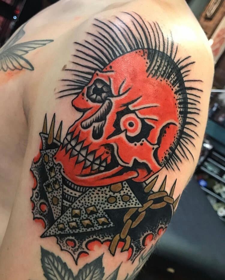 punk skull tattoo