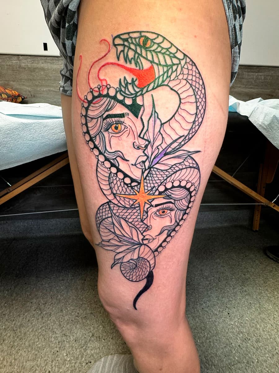 Snake tattoo by Harrison Ortega