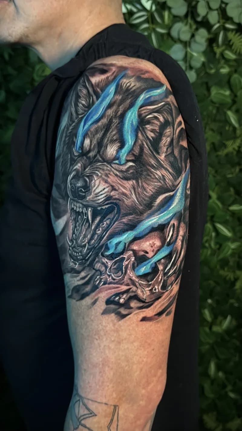 Detailed colour tattoo by Juan Del Pino at Phantom Avenue, Edmonton