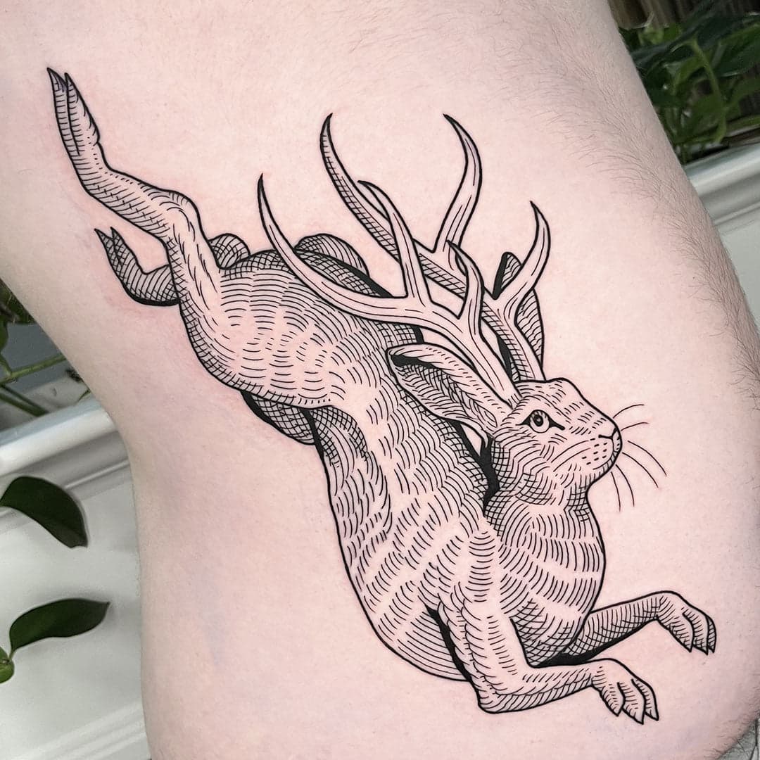 tight line work tattoo