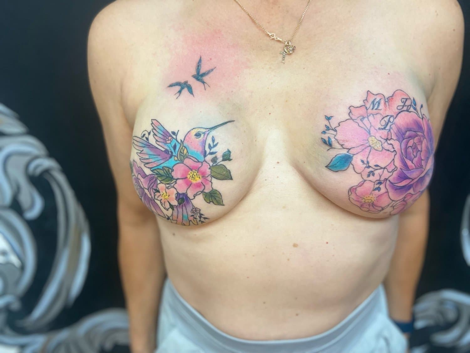 scar coverup, neotraditional tattoo