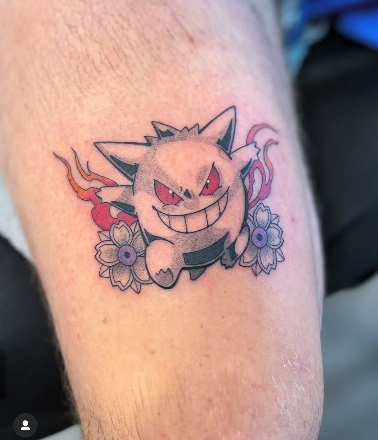 Gengar tattoo design done by @just_mem_tattoo in Calgary