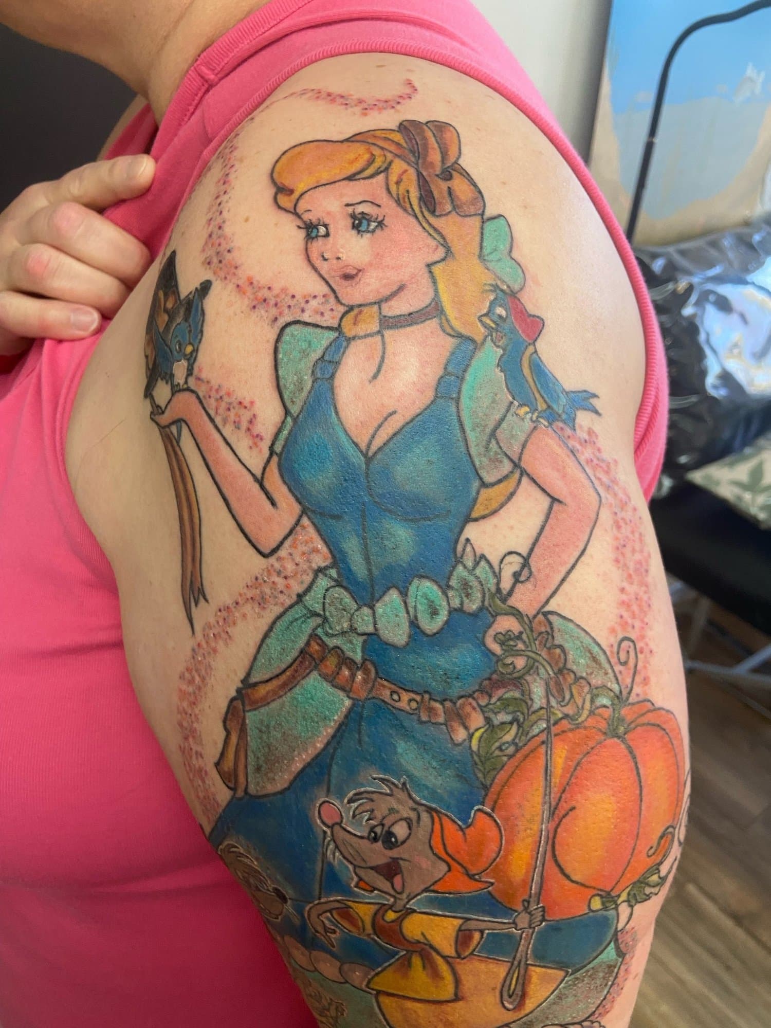 neotraditional tattoo Cinderella Disney