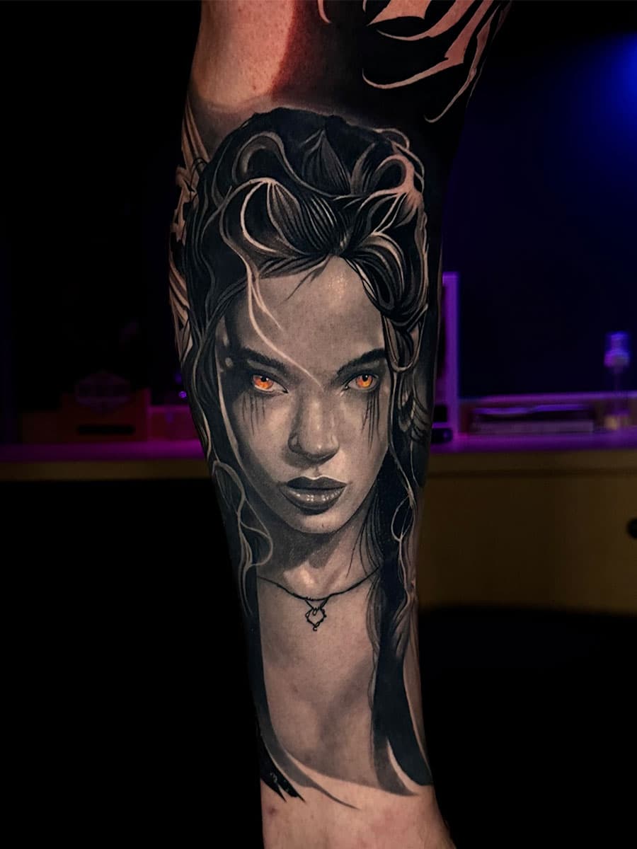 Vampira tattoo by Artem Nebesnyi
