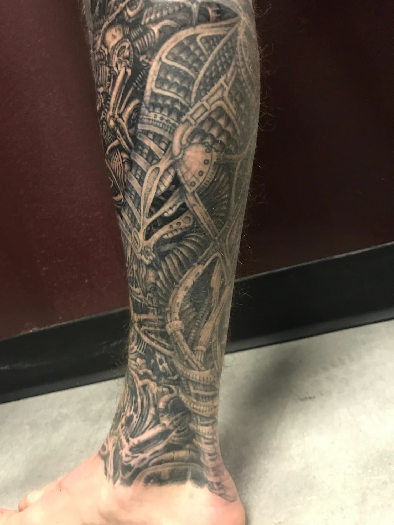 H.R. Giger leg tattoo