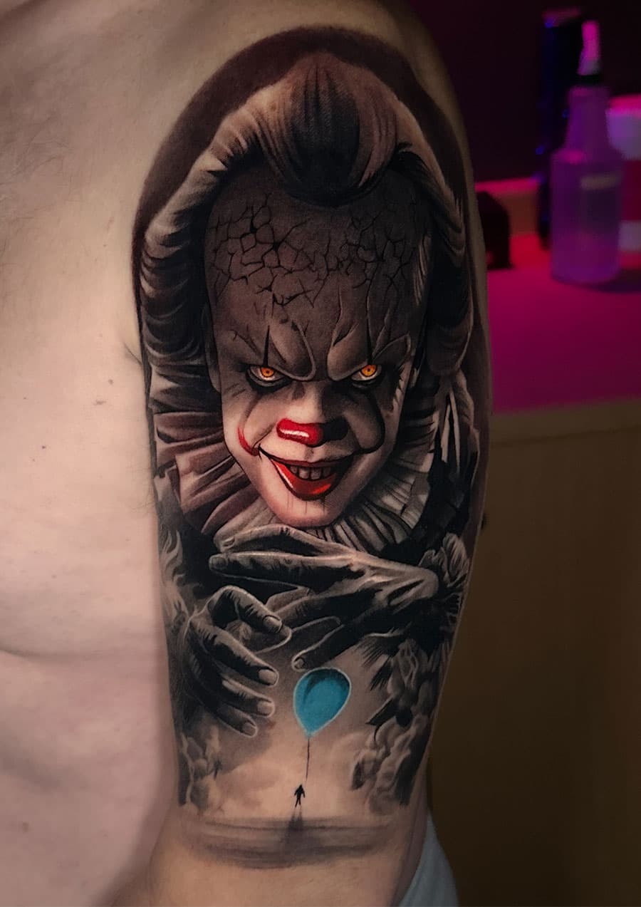 Pennywise tattoo by Artem Nebesnyi