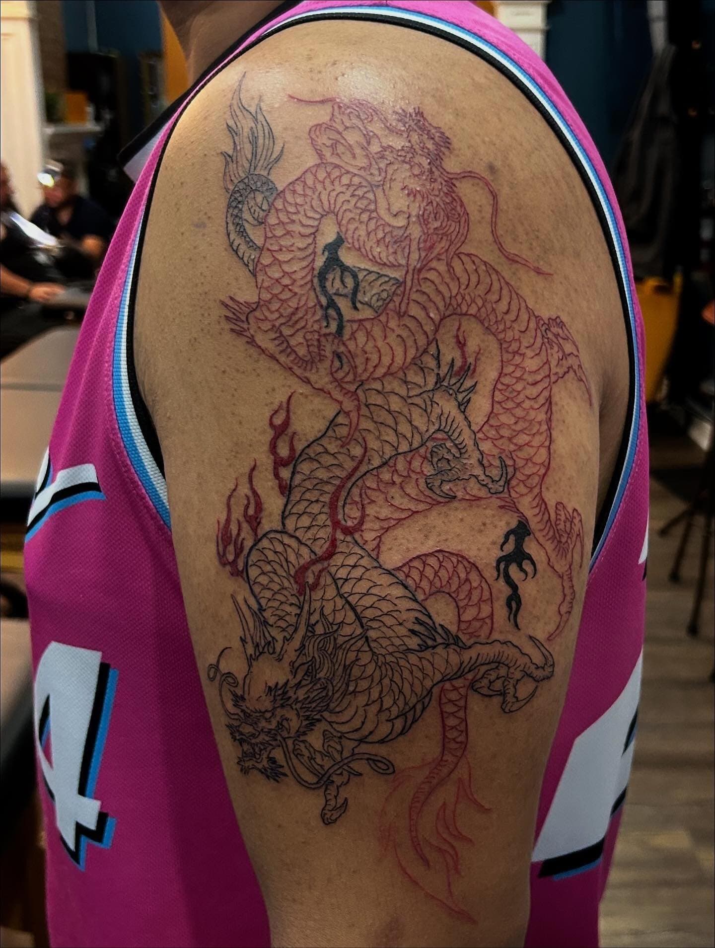 Twin Dragons 🐉 #dragontattoo #reddragon #asiantattoo #asiandragon #hamilton #hamiltontattoo #