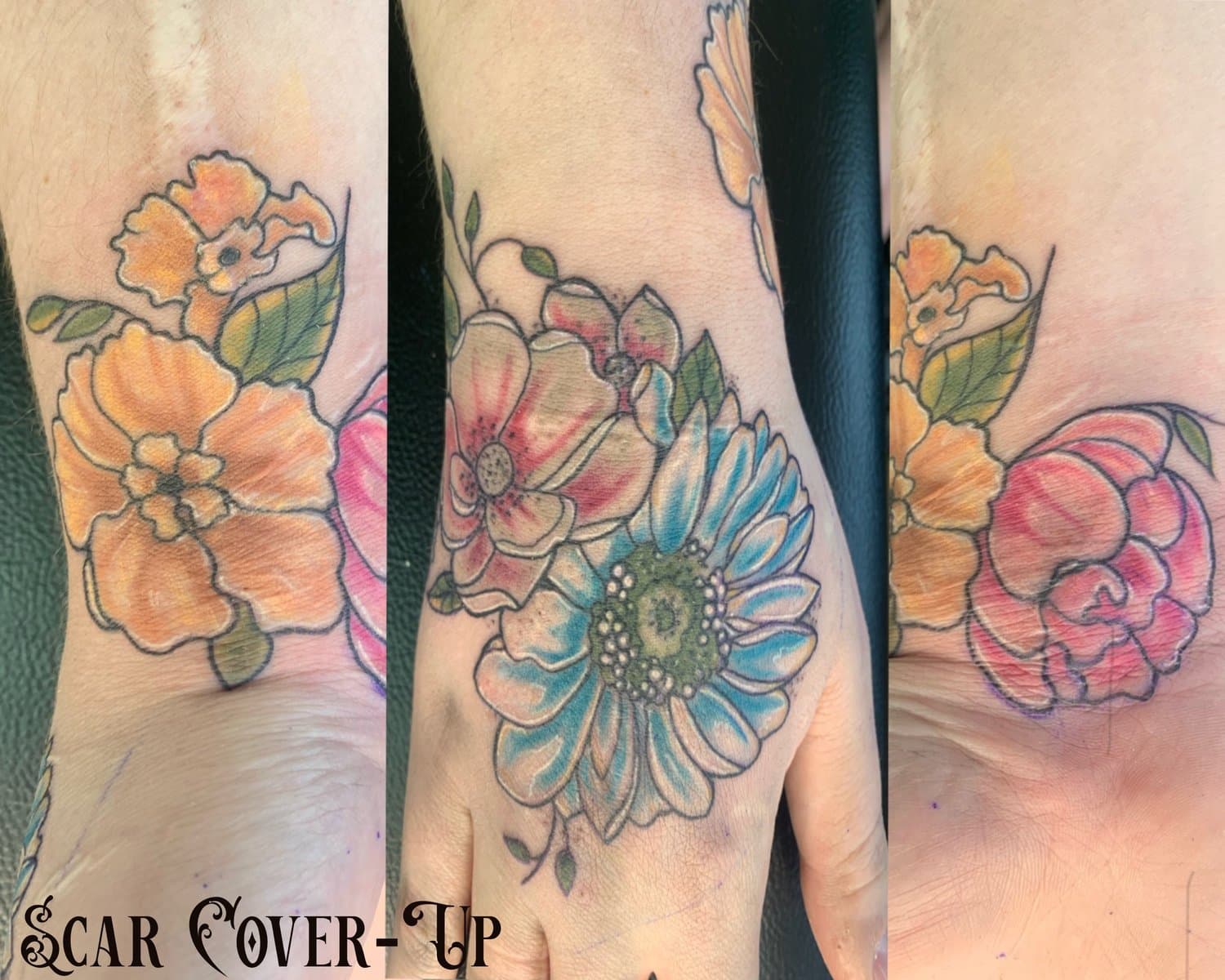 neotraditional tattoo scar coverup