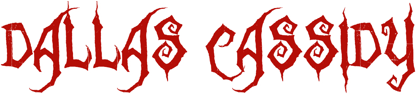 Dallas Cassidy text in Zombie Holocaust lettering consistent with the studio’s logo design