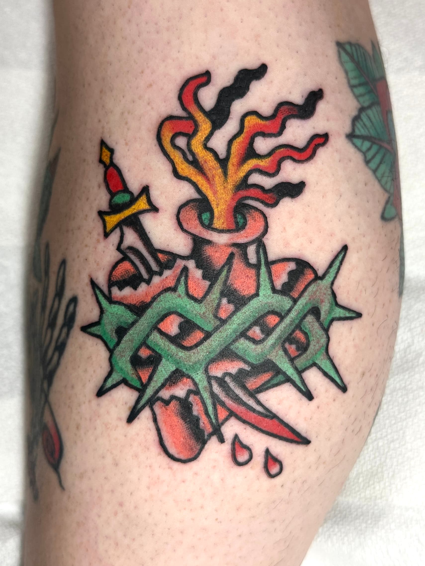 Hurt heart tattoo trad montreal