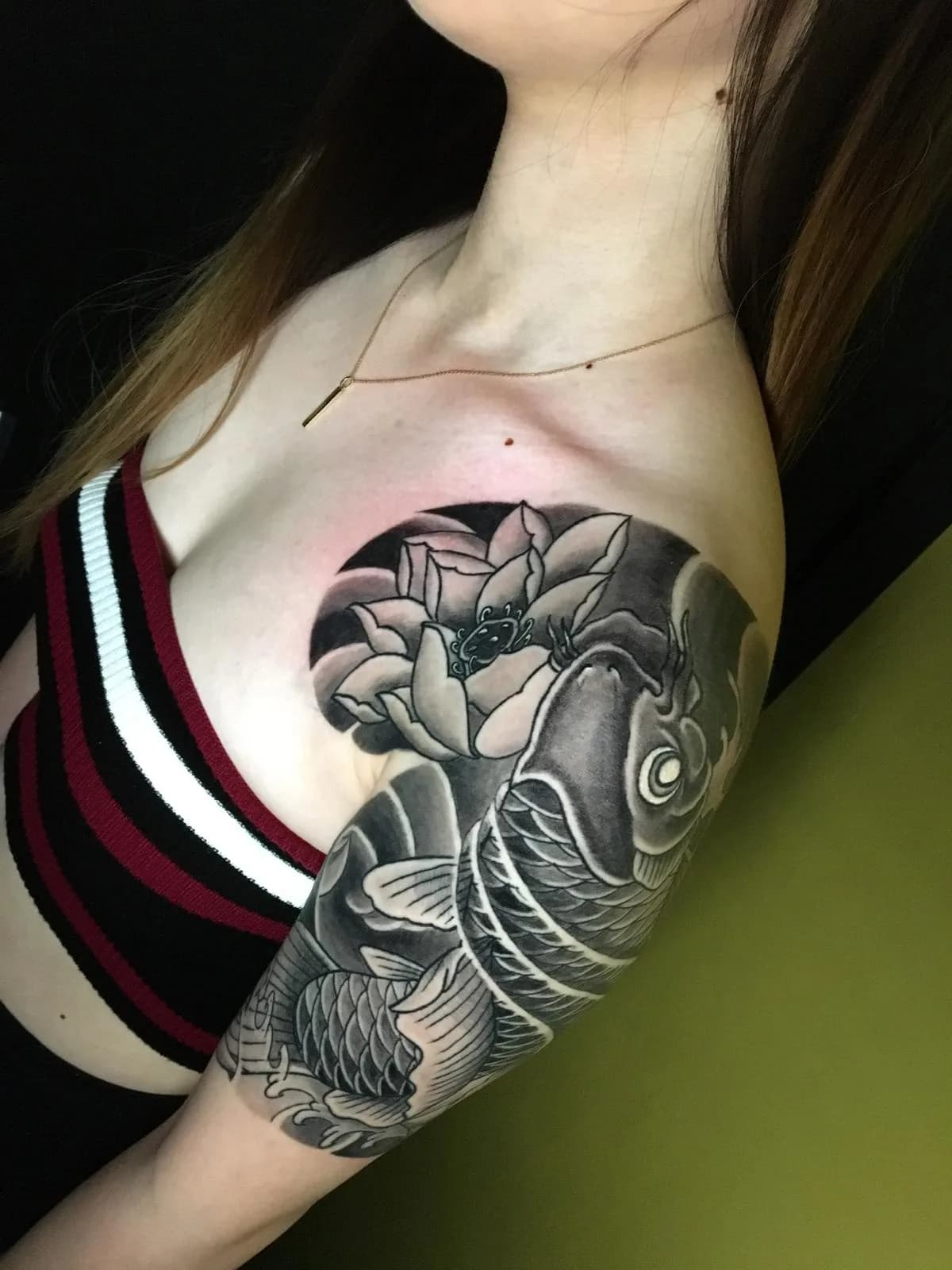 Womens Koi Fish Lotus Hasu Half Arm Sleeve Japanese Traditional Tattoo Irezumi - Sleeves - Japanese tattoo Vancouver by Horiryu II