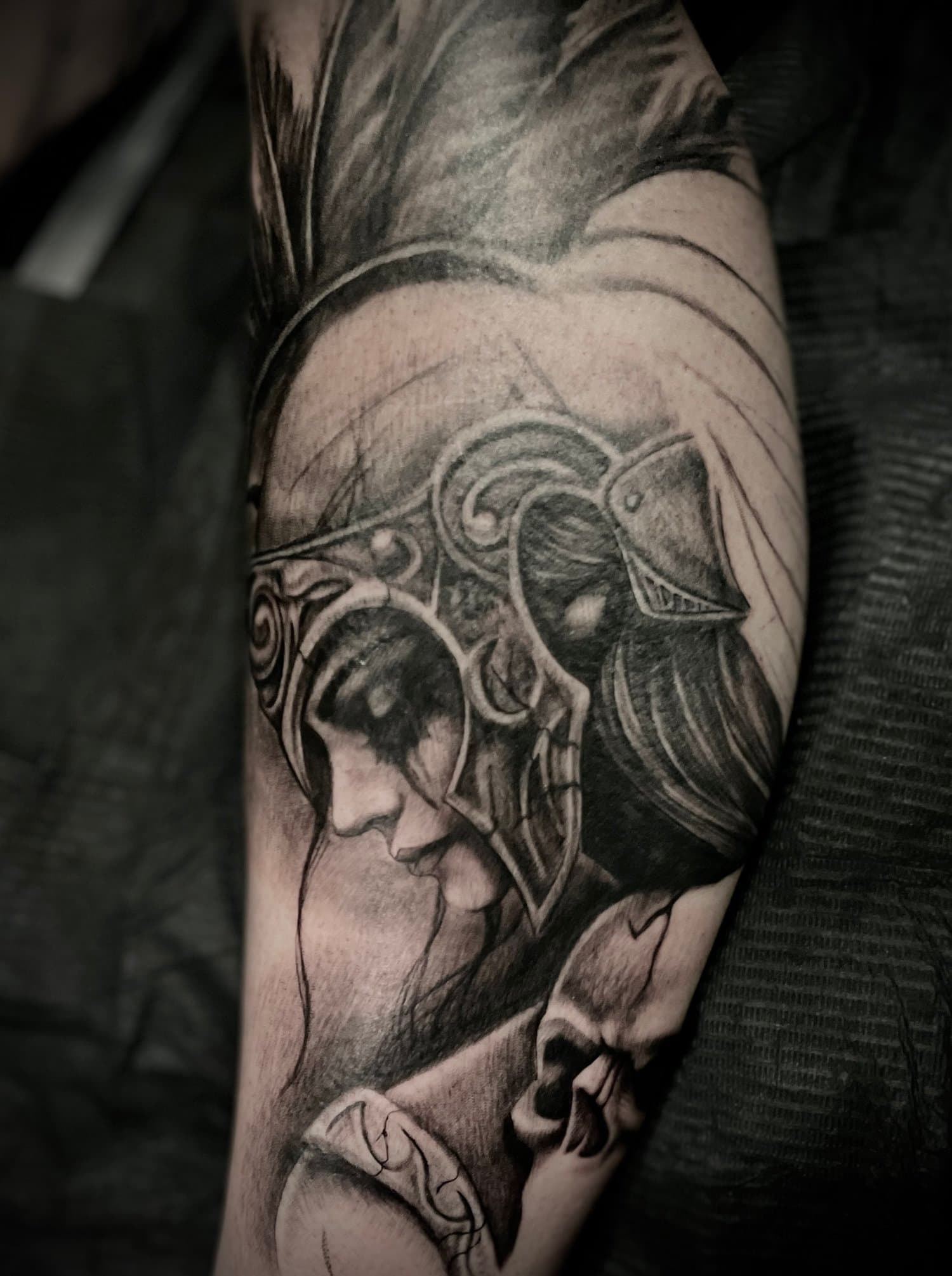 Tattoo of a woman spartan