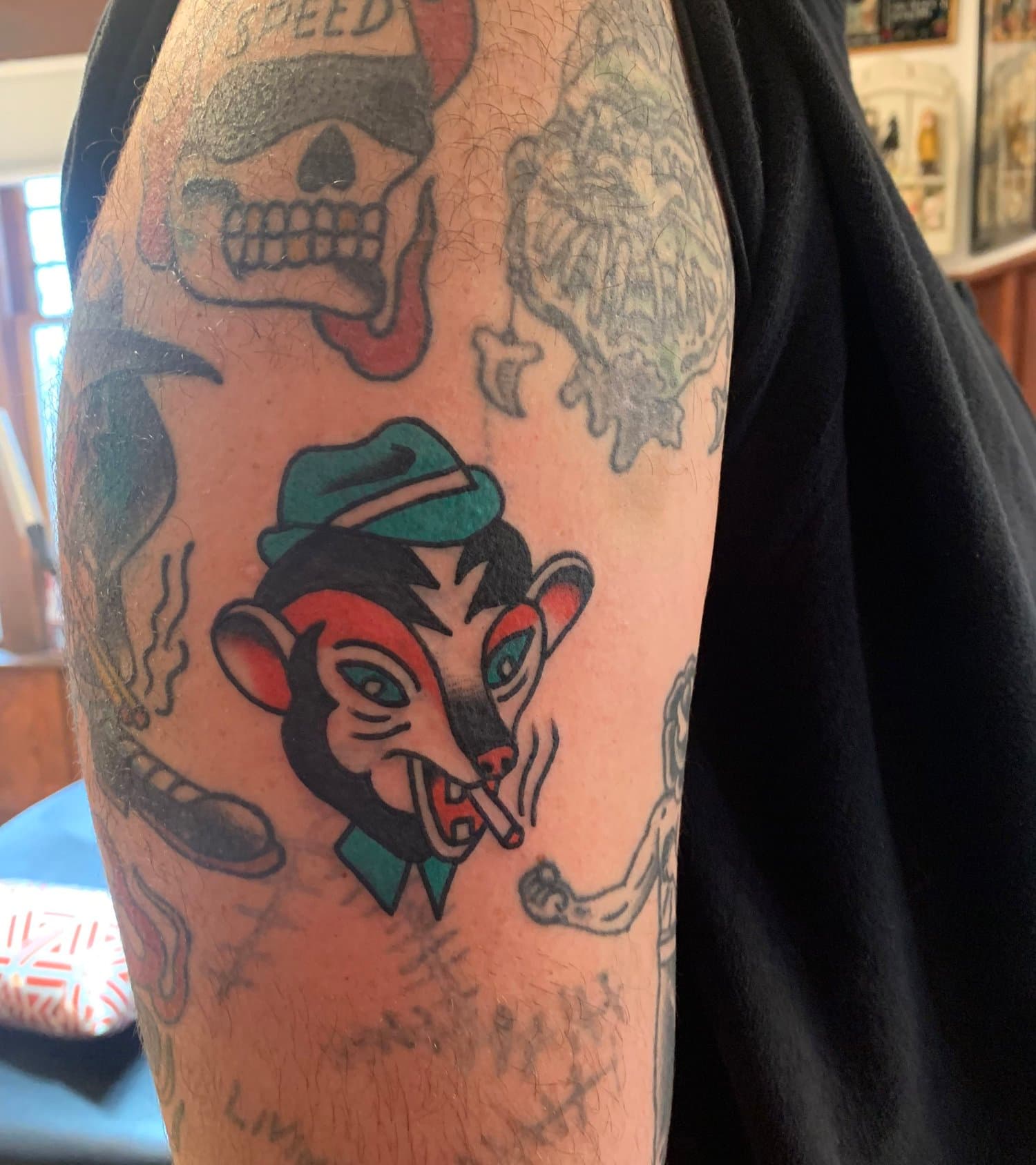 American Traditional Mouse Tattoo