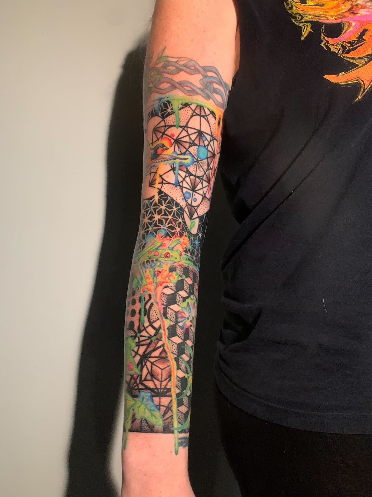 abstract, geometric, arm tattoo