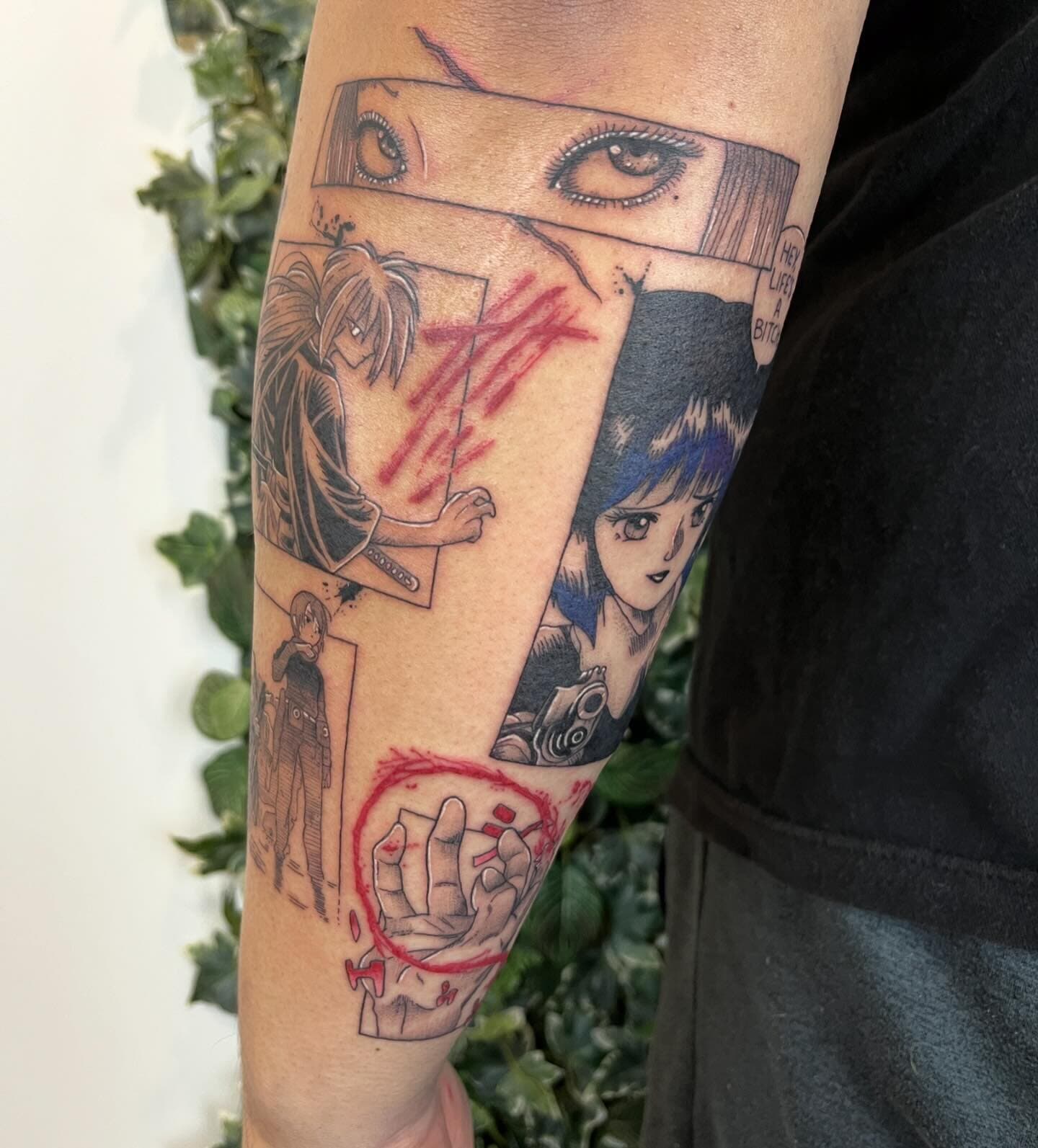 Thank you Brendan for the trust with filling in your sleeve with all these fun manga panels! This has been so much fun for Dea (@deabeantattoos) and she's always looking forward to our sessions. It's also been inspiring her to get back into watching
