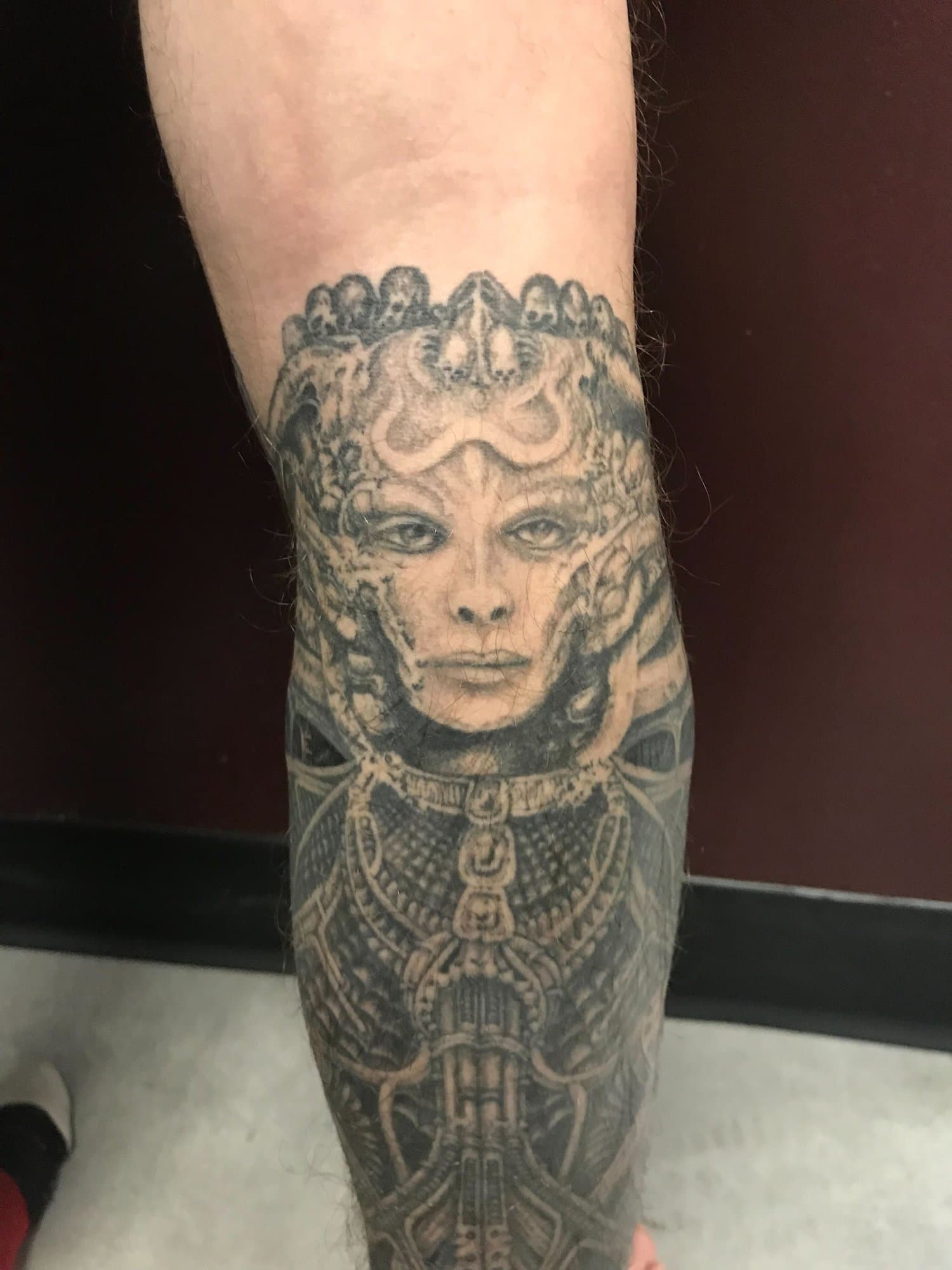 H.R. Giger leg tattoo