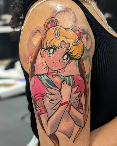 colourful anime tattoo