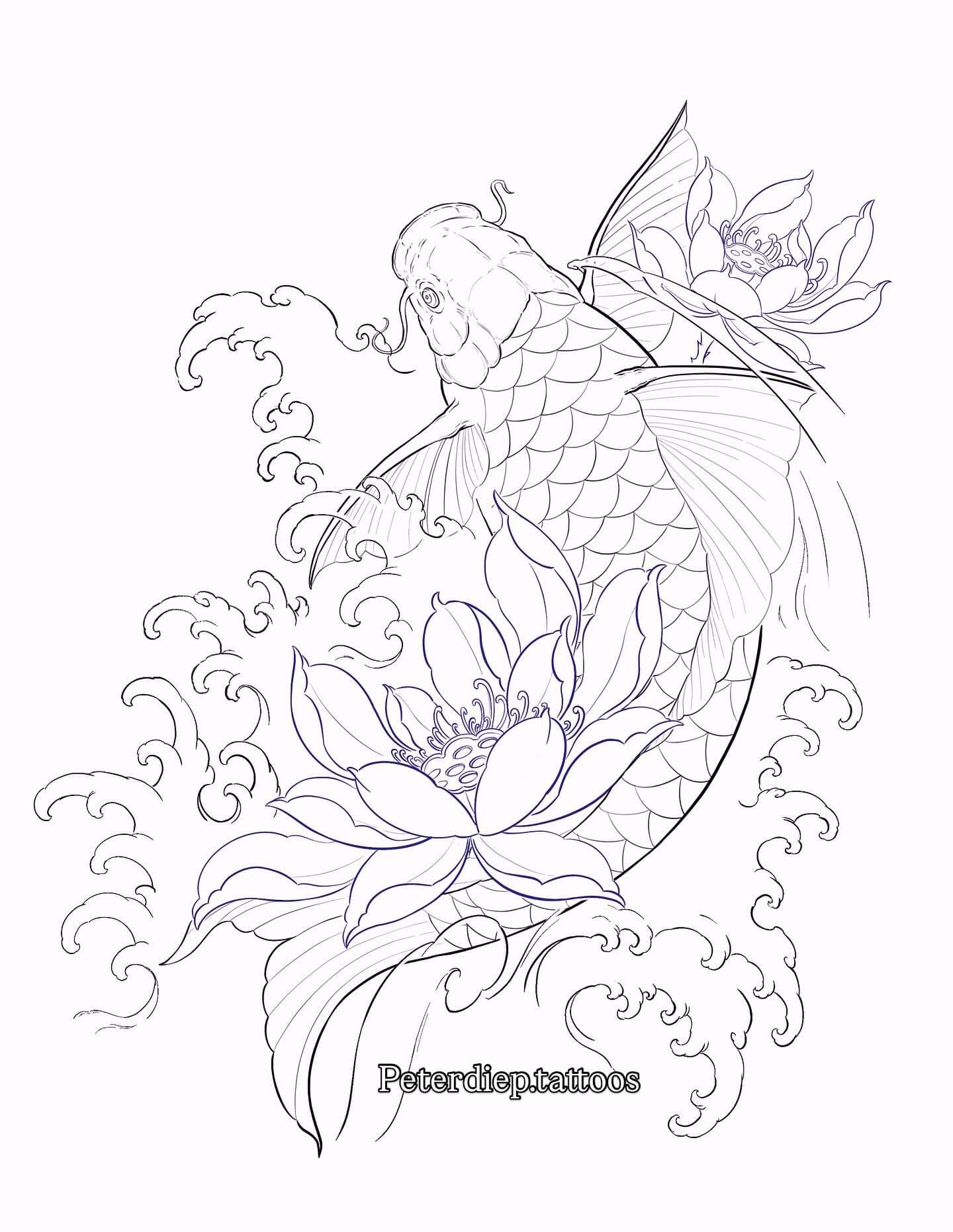 Koi + Lotus 🪷 *AVAILABLE* DM for all tattoo inquiries! #koitattoo #koidesign #koifish #asiantattoo #irezumi #tattoodesign #japanesetattoo #hamiltontattoo #hamil