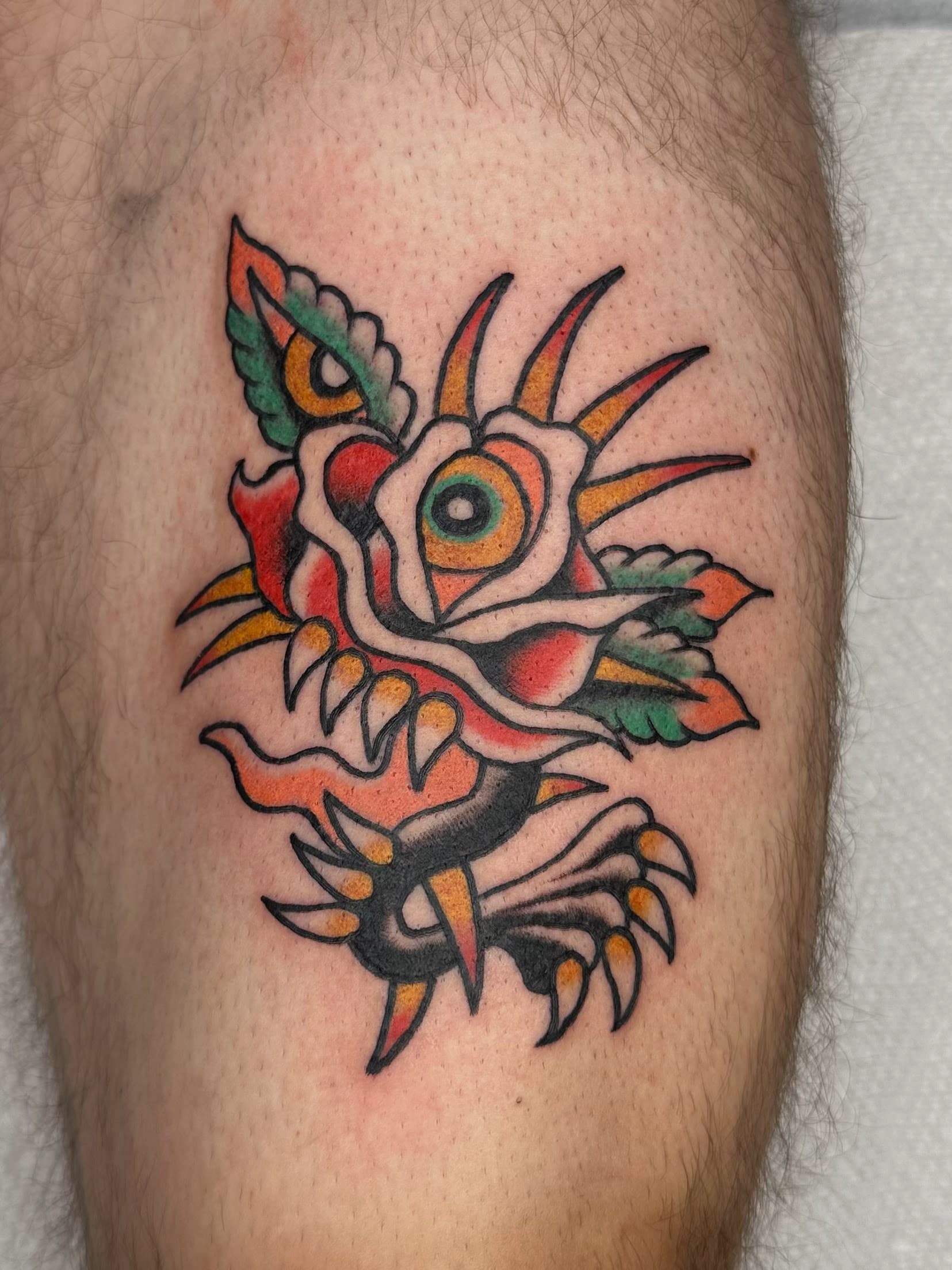 Flower tattoo trad montreal