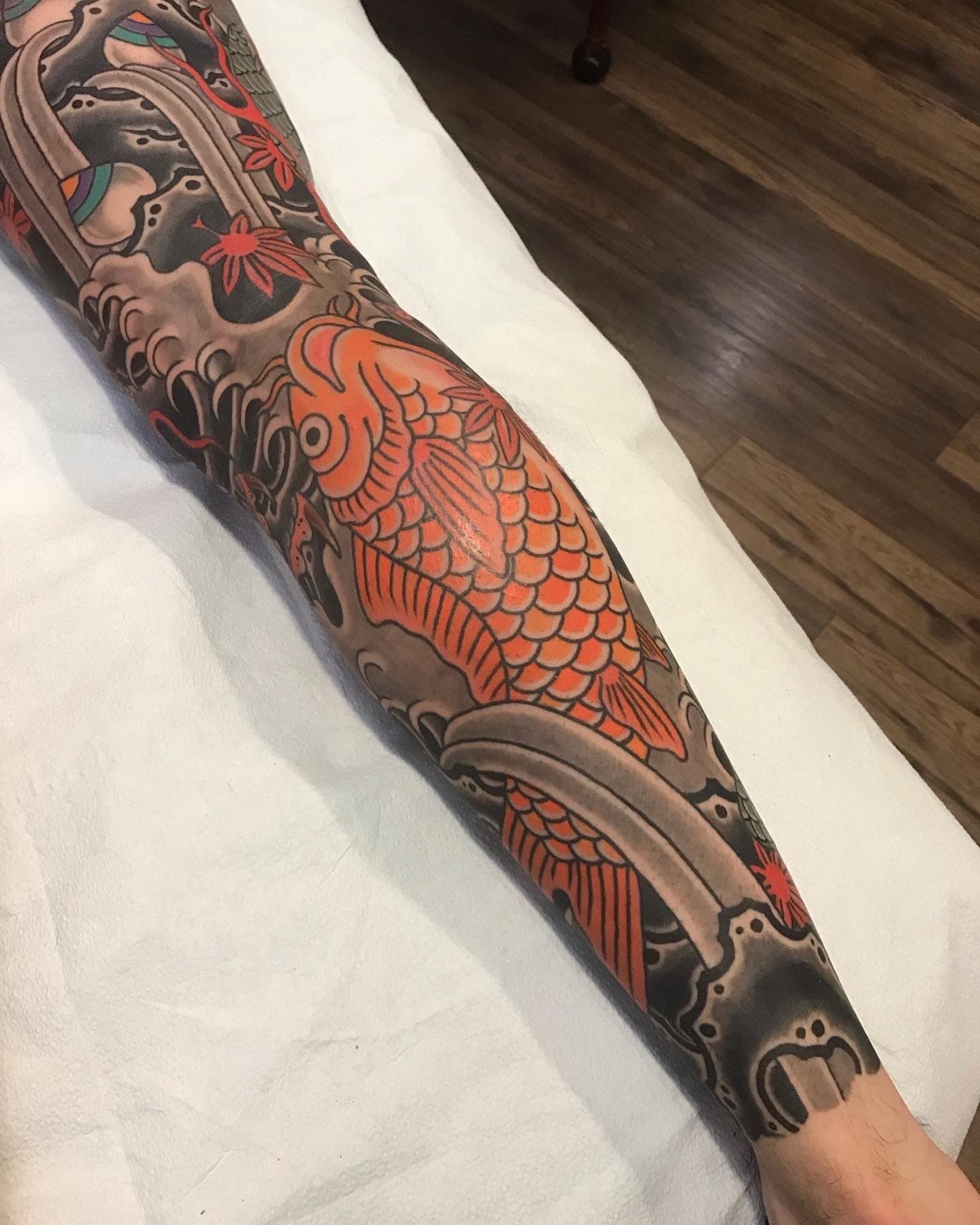 koi leg sleeve, Vancouver tattoo artist