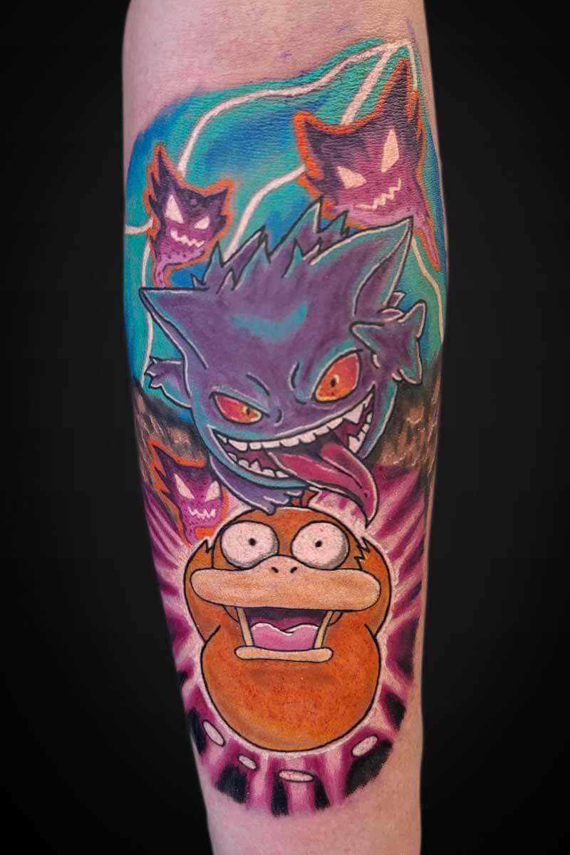 neon-tattoo-pokemon-psyduck-gengar