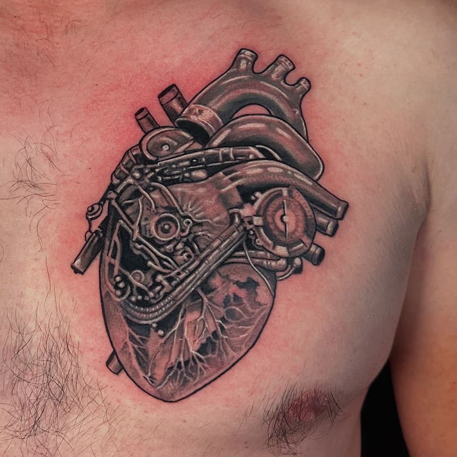 Mechanical heart tattoo by Gunnar