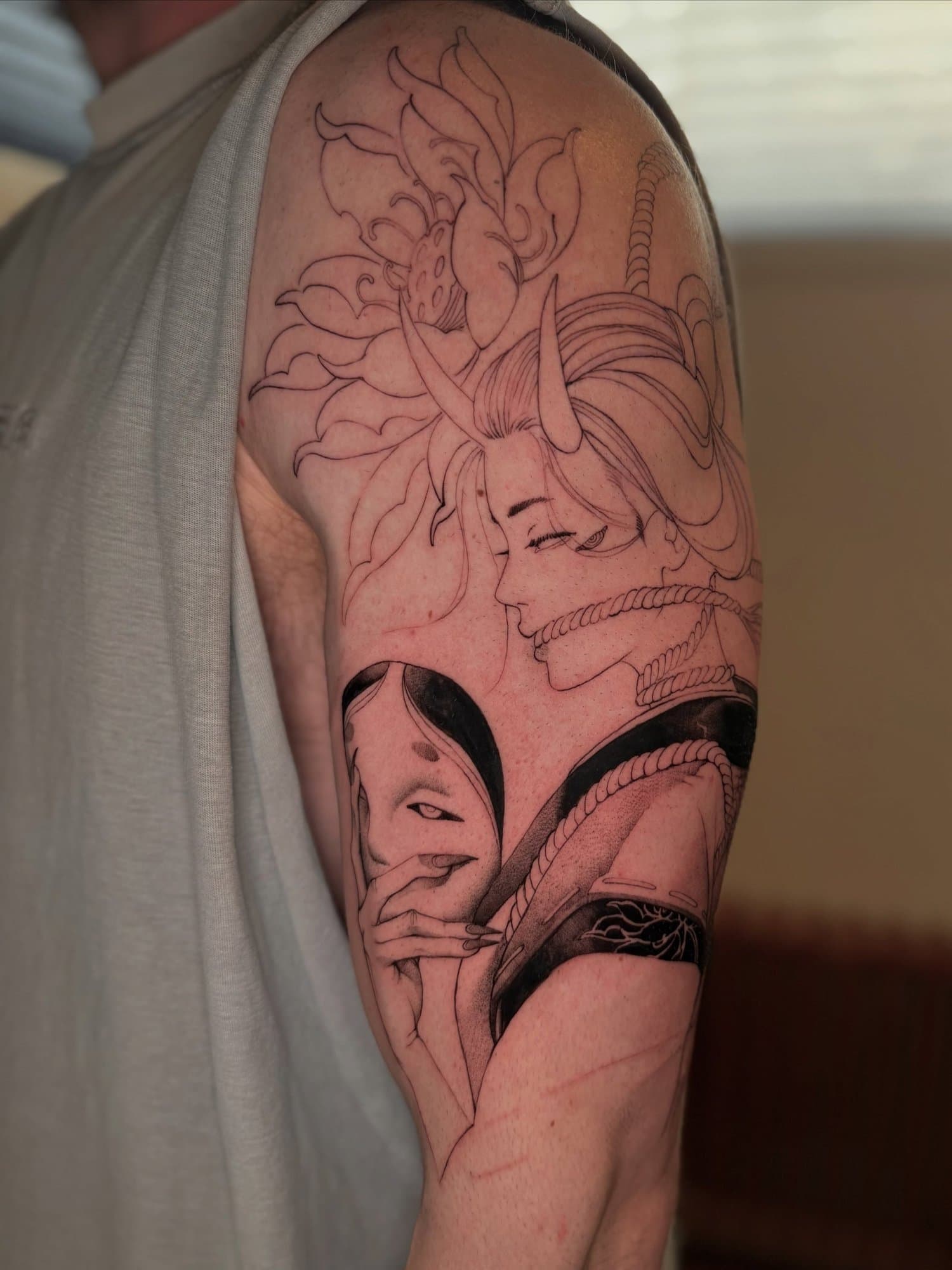 normally don’t post work-in-progress’ pieces but i’m so excited to finish this 🥹 thanks jake ! #hamont #torontotattoo